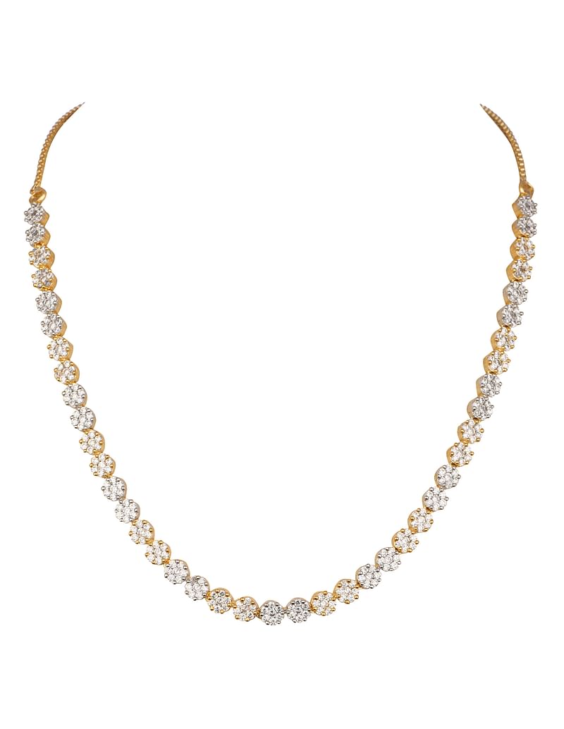 Gold And White Kundan Diamond Necklace - Image 4