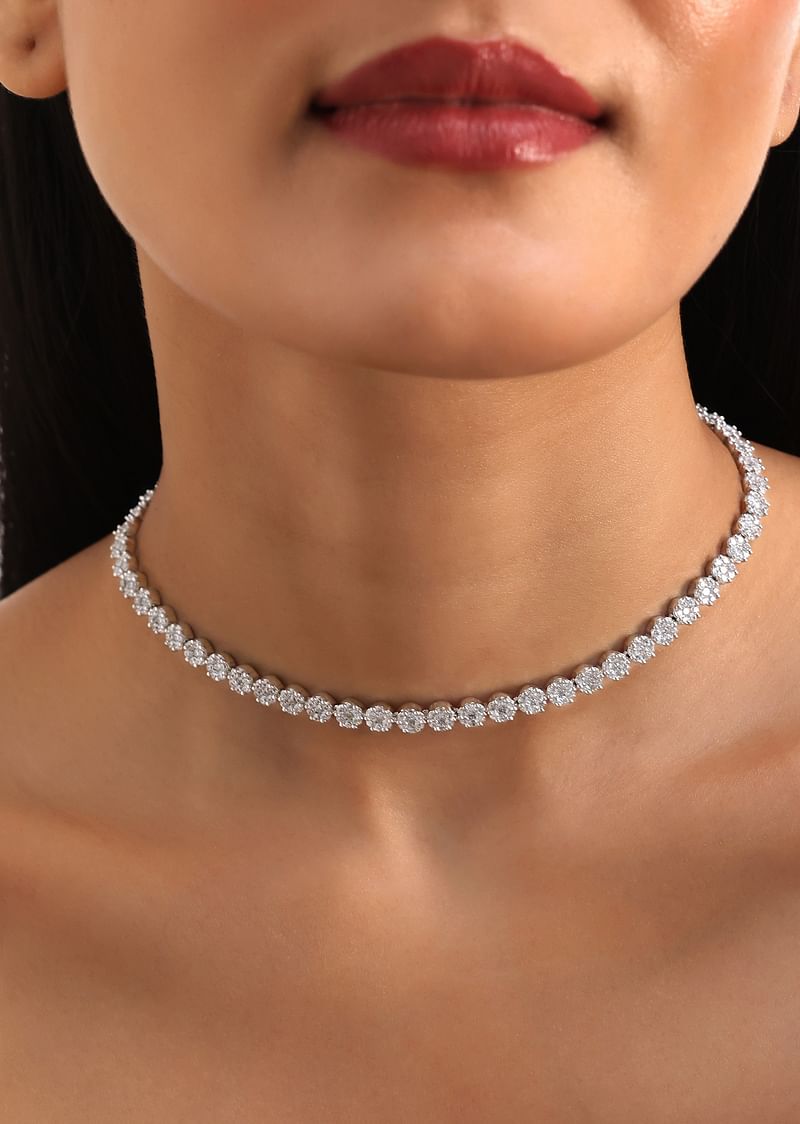 White And Silver Diamond Necklace - Image 3